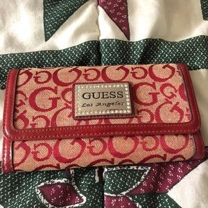 Red Guess tri-fold Wallet